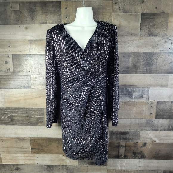 New Anthropologie Black sequins Ollie Mini Dress - Picture 12 of 12